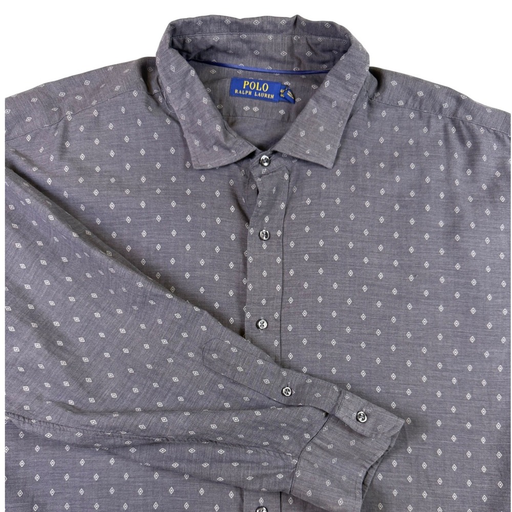 Polo Ralph Lauren Mens 4XB Grey Diamond Print Button Down Shirt